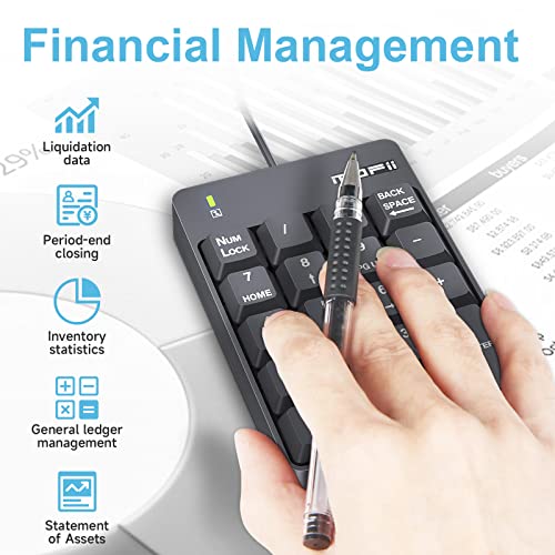 MOFII Number Pad - Black Wired Numeric Keypad Silent 19 Keys USB Numpad, Portable Financial Accounting Keyboard 10 Key for Laptop/Computer/PC/Notebook/Surface Pro - color: Black-A
