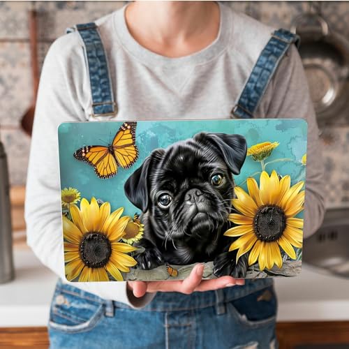 Universal Laptop Skin Sticker with 2 Wrist Pad Skins, Waterproof Scratch Resistant Vinyl Laptop Cover Decal, Cut to Fit for 11–15.6 Inch MacBook HP Dell Lenovo, Black Dog Sunflower - color: Black Dog Sunflower