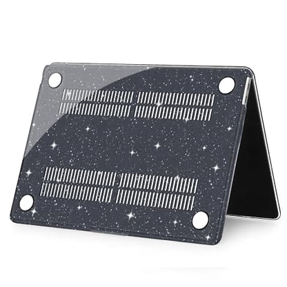 G JGOO for MacBook Air 13 inch Case 2021 2020-2018 M1 A2337 A2179 A1932 | Glitter Protective Plastic Hard Shell for MacBook Air 13.3 inch Case + Keyboard Cover + Screen Protector, Sparkly Black - color: Black