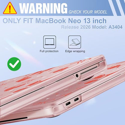 May Chen for MacBook Neo Case 13 inch 2026 | 100% Match Official Color | Pattern Printing, Anti-Crack & Scratch & Fingerprint | Protective Hard Shell Cases Laptop Model A3404 - Girly Pink Bow - color: Girly pink bow