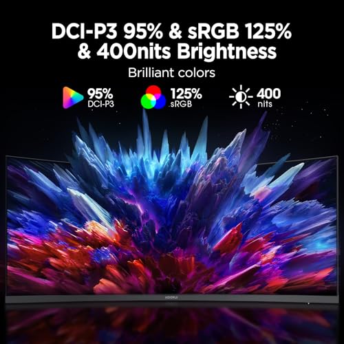 KOORUI 34 Inch Ultrawide Curved WQHD Gaming Monitor, 180Hz 1000R 1ms | 3440×1440p HDR400, 95% DCI-P3, PIP/PBP, FreeSync Premium, height-adjustable stand, gaming and multitasking - size: 34"/WQHD/1000R/HDR400