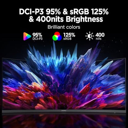 KOORUI 34 Inch Ultrawide Curved WQHD Gaming Monitor, 180Hz 1000R 1ms | 3440×1440p HDR400, 95% DCI-P3, PIP/PBP, FreeSync Premium, height-adjustable stand, gaming and multitasking - size: 34"/WQHD/1000R/HDR400
