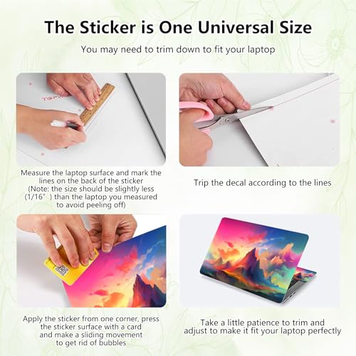 Laptop Skin Sticker Decal, Universal Reusable Vinyl Laptop Cover for 12" 13" 13.3" 14" 15" 15.4" 15.6" Notebook PC, Waterproof Scratch-Resistant with 2 Wrist Pads, Easy to Apply & Remove,Art Mountains - color: Art Mountains