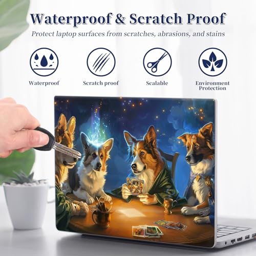 Universal Laptop Protective Skin,Trim-to-Fit Vinyl Sticker for 13–16 Inch Laptop,MacBook,Tablet & Notebook,Scratch-Proof Waterproof Cover,Dogs Playing Card Game - color: Dogs Playing Card Game