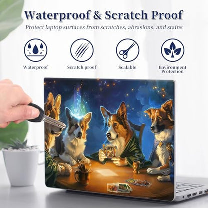 Universal Laptop Protective Skin,Trim-to-Fit Vinyl Sticker for 13–16 Inch Laptop,MacBook,Tablet & Notebook,Scratch-Proof Waterproof Cover,Dogs Playing Card Game - color: Dogs Playing Card Game