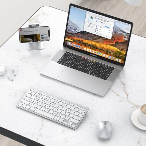 OMOTON Bluetooth Keyboard Compatible with Mac ONLY, Compact Wireless Keyboard Compatible with MacBook Pro/Air, iMac, Mac mini/Pro, Silver - color: Silver