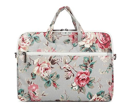 Rose Pattern Water Resistant Laptop Shoulder Messenger Bag for MacBook Pro 16 inch,15.6 inch and 15 inch-16 inch Laptop - color: Grey Rose
