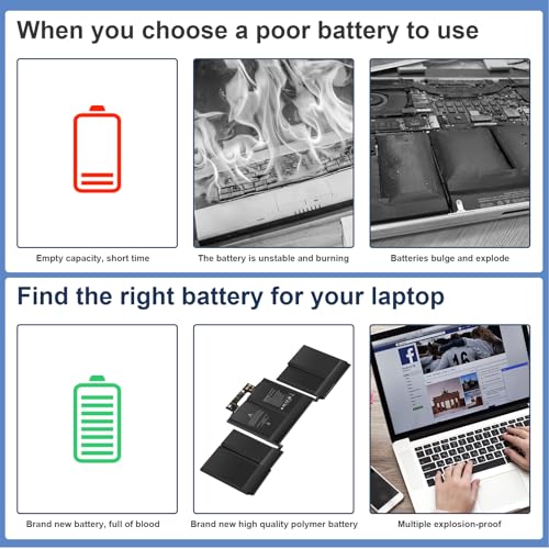 A1989 A2251 A1964 Laptop Battery for MacBook Pro 13 Inch A1989 (Mid 2018, 2019) & A2251 (2020), A1964 BTO/CTO MR9Q2LL/A MR9R2LL/A MR9T2LL/A MR9V2LL/A MV962LL/A MV9A2LL/A MV962LL/A MV972LL/A - size: 9.92*3.31*0.28inch A1964