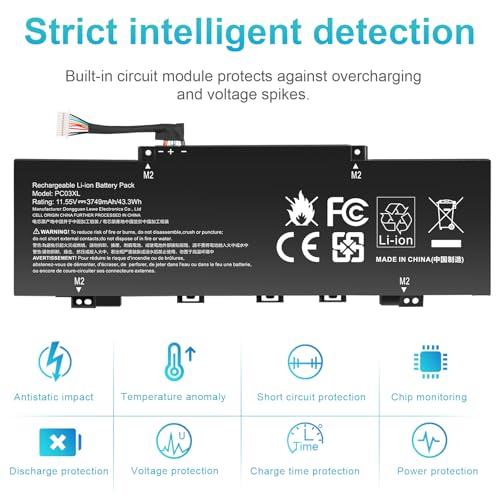 PC03XL Battery for HP Pavilion X360 14 15 14-DY 14-DH 14M-DY 14-BA 14-CD 14-EK 14-DW 15-ER Pavilion Aero 13-be Pavilion x360 Convertible 14-DY, HSTNN-OB1W M24421-271 M24421-AC1 PC03043XL M24648-005 - size: 9.5*3.2*0.2inch PC03XL