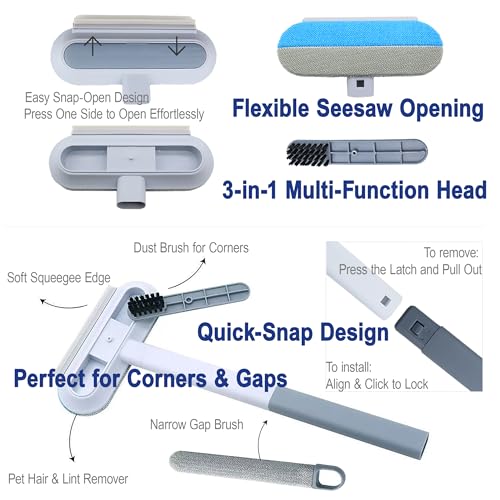 Window Screen Cleaning Brush, 6-in-1 Screen Cleaner Tool Kit with Spray Bottle, Crevice Brush and Microfiber Cloth for Window Tracks and Screens