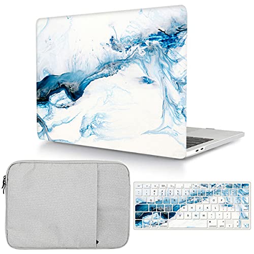 Case Compatible with MacBook Pro 13 inch 2012 2011 2010 2009 2008 Release with CD-ROM, Plastic Hard Shell Cover & Sleeve Bag & Keyboard Cover Skin for MacBook Pro 13 A1278,Blue Wave - color: Blue Wave, size: A1278(Pro 13 w/CD-ROM 2008-2012)