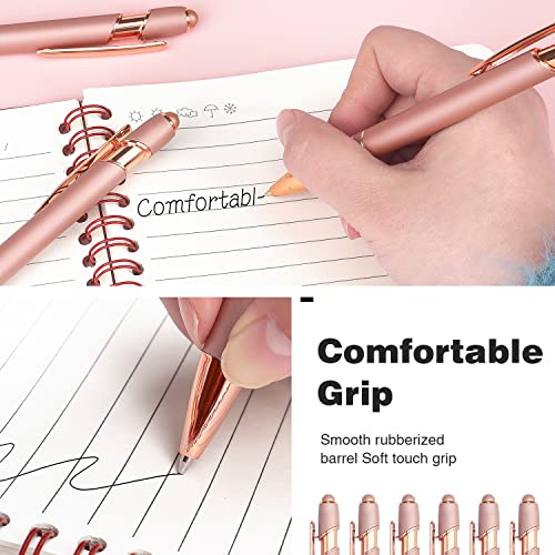 Bribobo 6 Pack Ballpoint Pen 2-in-1 Stylus, 1.0 mm Black Ink | Retractable Ballpoint Pen with Stylus tip, Metal Stylus Pen for Touch Screens - color: 6