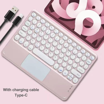 Thanice Wireless Keyboard with Touchpad, Ultra-Slim Portable Rechargeable Bluetooth Keyboard, Trackpad for iPad/iPad Pro and Other iOS Android Windows Devices (Pink) - color: pink