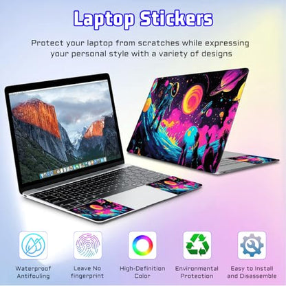 Universal Laptop Skin Sticker Decal, Compatible with MacBook HP Dell Lenovo 12"-15.6", Reusable Vinyl Notebook Cover 3PCS Set, High-Recognition Film-Retro Astronaut Space Surf - color: Retro Astronaut Space Surf
