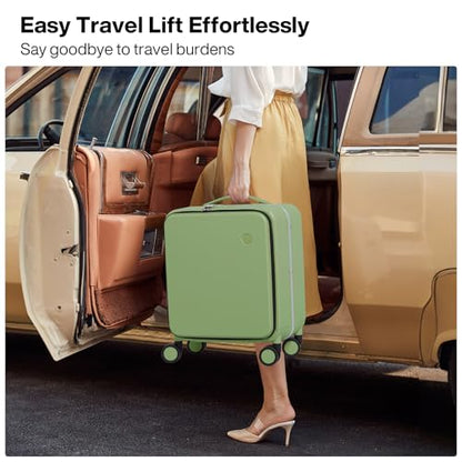 mixi 17x14x9 Carry On Luggage Underseat PC Hard Shell Suitcase Top Opening Aluminum Frame Travel Suitcases with Wheels, Avocado Green - color: Avocado Green, size: 17x14x9 Inch