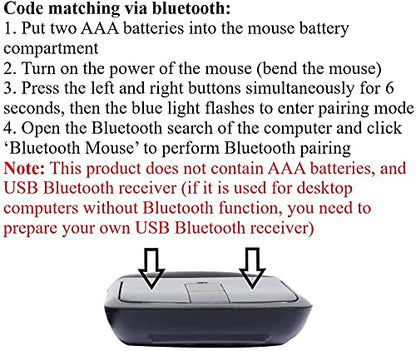 Bluetooth Arc Mouse Foldable Slim and Portable Mini Wireless Computer Travel Mouse Folding Optical Touch Mice for Laptop Tablet - Black - color: Bluetooth-Black