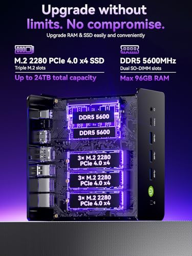 GMKtec K15 AI Mini PC Oculink Intel Ultra 5 125U 32GB DDR5 512GB SSD | Desktop Computer AI Boost, 3X M.2 2280 Storage Expansion, Dual NIC 2.5GbE, HDMI 2.1, USB4 - size: Intel Ultra 5 125U 32GB DDR5 + 512GB