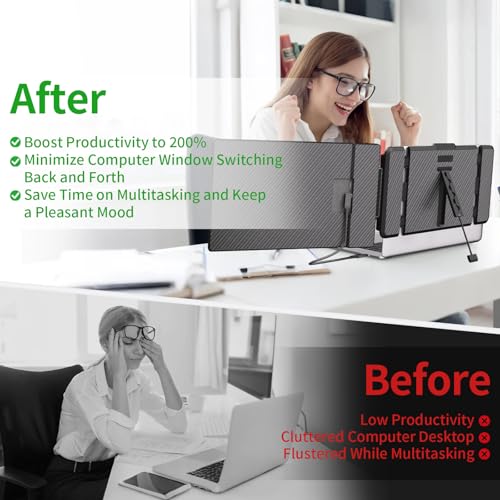 Laptop Screen Extender 14" - Dual Portable Monitor FHD 1080P IPS Second Screen for 13"-17" Laptops, Plug & Play for Trip/Remote Work Compatible with Windows/Mac/Android/Chrome - size: 14"