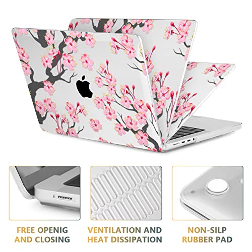 CISSOOK Case for MacBook Pro 14 inch M5 M4 M3 M2 M1 2026-2021 | A3434 A3427 A3426 A3112 A3185 A3401 A2918 A2992 A2779, 5in1 Set Ultra-Thin Hard Shell Case Keyboard Cover, Cherry Floral - color: 14inch-Cherry blossoms