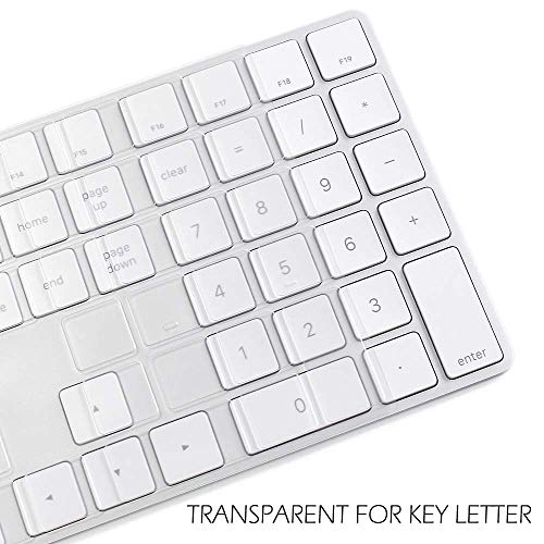 ProElife Keyboard Cover Skin for 2018-2017 Apple Magic Keyboard with Numeric Keypad A1843 US Enter MQ052LL/A Wireless Bluetooth Keyboard Ultra Thin Full Size TPU Protector, 0.13 mm, Transparent Clear | Clear, US Enter, Ultra Thin (0.13 mm), Full Size TPU