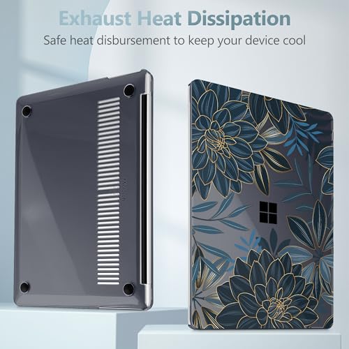 Mektron Printed Case for 2025 Microsoft Surface Laptop Windows 11 Copilot+ PC Surface Laptop 13 inch Touchscreen Display Cover Fits Model 2095, Dahlia Flower C035 - color: Dahlia Flower C035