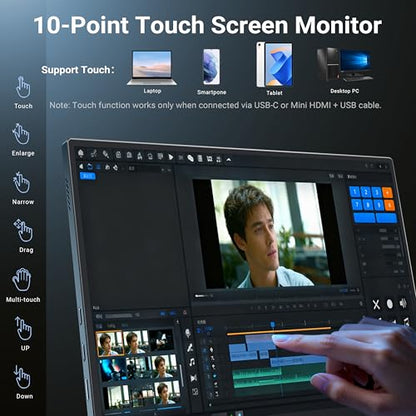 MINIX SF10T 10.5" Touchscreen Portable Monitor for Laptop, 1080P FHD IPS | Ultra-Slim Travel Display, Low Blue Light Eye Care w/Dual Speakers & Smart Cover for PC, Mac, PS5, Switch, Xbox - size: 10.5 inch