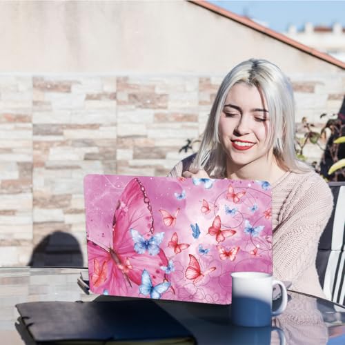 PLIGREAT Pink Butterfly Laptop Skin Sticker Decals, 12" 13" 13.3" 14" 15 inch Laptop Universal Vinyl Notebook Art Protector Cover Decal Netbook PC Personalized Floral Skin Stickers - color: Pink Butterfly