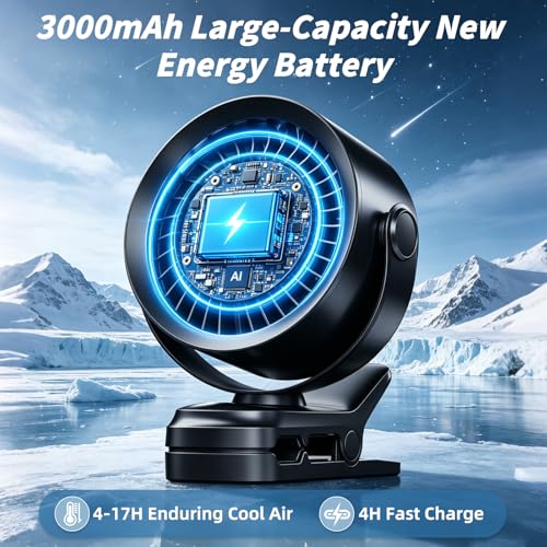 Portable Clip on Fan, Rechargeable USB Desk Fan with Turbo Airflow, 100 Speeds LED Display, 360° Rotation, Small Quiet Battery Powered Fan for Stroller Outdoor Travel Camping Golf Cart, Black - color: Black
