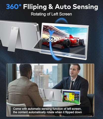 15.6" Laptop Screen Extender, FHD IPS Triple Screen Portable Monitor | Extra Monitor for 13-17.3" Laptops,Travel Tri Screen Compatible with Windows & MacOS-HDMI/USB-C,Plug & Play Extender-S10 - size: 15.6 inches