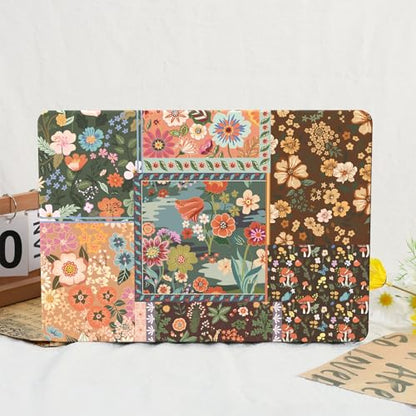 iCasso for MacBook Air 13.6 inch Case 2026 2025-2022 Release M5 M4 M3 M2 Model A3449 A3240 A3113 A2681, Flower Pattern Sturdy Protective Hard Shell Case Cover for Mac Book Air 13 inch,Brown - color: Brown Flower Patchwork