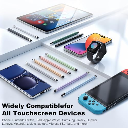 Stylus(10 PCS), Stylus Pen for Touchscreen iPad, 2-in-1 Universal Stylus | High Sensitivity, Rubber Tip, Metal barrel, No Charging, Compatible with iPad, iPhone,Tablets and Android Tablets Devices - color: Grey/Gold/Purple/Green/Blue/White/Silver/Black