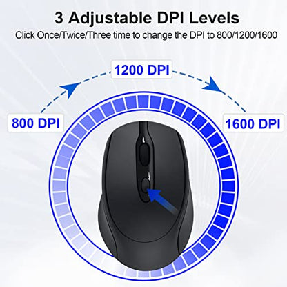 Rechargeable Wireless Mouse Bluetooth Silent for Laptop, iPad, MacBook, PC, Surface Pro, Lenovo, Samsung Tablet, Ergonomic Design (Black) - color: Black-1