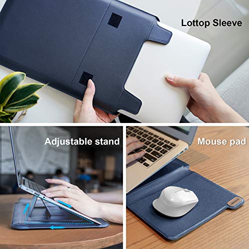 Nillkin Laptop Sleeve 15.6 inch (3-in1), MacBook Sleeve with Adjustable Stand & Mouse Pad, 2 Stand Modes, 15 inch Laptop Case, Slim MacBook Accessories for Samsung/Surface/Chromebook 13-15.6'', Blue - color: Blue