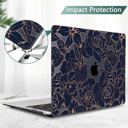 TWOLSKOO Compatible with MacBook Air 13 inch Case 2021-2018 Release A2337 M1 A2179 A1932 Retina Display Touch ID, Plastic Hard Shell & Keyboard Cover & Screen Protector, Elegant Roses - color: Elegant Roses X822