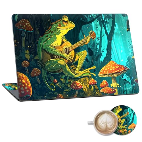 Laptop Skin Sticker Decal 15.6 Inch,12 13 13.3 14 15 15.6 in Laptop Netbook Skins for Notebook,Art Decal Removable Waterproof Scratch Resistant,Universal Vinyl Cover,Frog Guitar Mushroom - color: Frog Guitar Mushroom