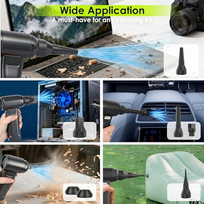 Electric Compressed Air Duster, 300,000RPM Cordless Air Blower for Dust Removal, Duster/Vacuum 2-in-1 with 10 Speeds, 20000mAh Rechargeable & 5 Nozzles Dust Blower for PC, Keyboard, Car, Outdoor