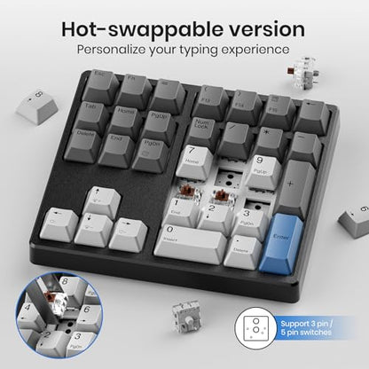 Kisnt KN34 Mechanical Numpad, Full-Function for Heavy Excel Financial | Wired 34 Keys Hot Swappable, PBT Keycaps with White Backlit, Laptop MacBook PC Desktop Compatible (Brown Switch) - color: Brown Switch