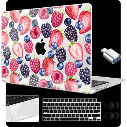 MEEgoodo Compatible with MacBook Pro 14 inch Case (M5/M4/M3/M2/M1) Pro/Max 2026 2025 2024 2023 2021, Case Fit Model A3427/A3426/A3434/A3112/A3401/A3185/A2918/A2992/A2779/A2442, Fresh Berries Pattern - color: Fresh Berries Pattern