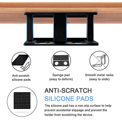 IFCASE Under Desk Laptop Mount with Adhesive & Screw in, Hard Aluminum Under Desk Shelf Holder for Laptop, Mac mini, MacBook, Keyboard with Anti-Scratch Silicone (Black) - color: Black