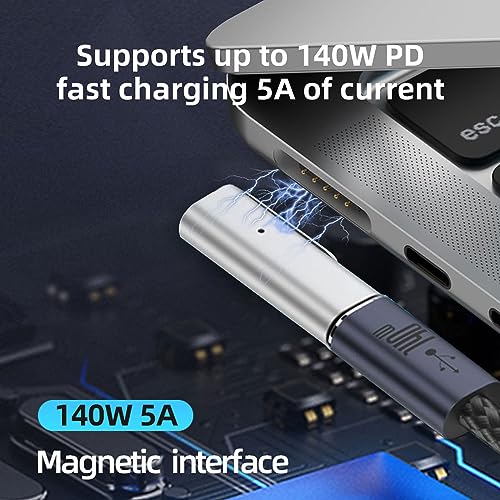 USB C to Magnetic 3 140W Charging Adapter Safe 3 Compatible with MacBook Pro 2023 (M2, 14/16 inch), MacBook Air 2022 (M2), MacBook Pro 2021 (M1, 14/16 inch) with 240W USB C Cable (1.5M) - size: Magnetic 3 90 Degree