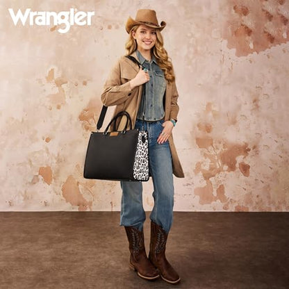 Wrangler Laptop Tote Bag for Women Western Style Work Crossbody Bag - color: Black