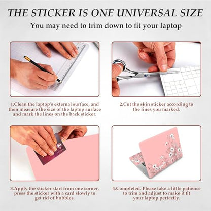 DEGDFSGR 12.1-15.6 Inch Universal Reusable Laptop Skin Sticker Decal, Waterproof Removable Protector for Notebook Cover, Scratch-Resistant Vinyl Cuttable Full Wrap Sticker, Pink Cosmos Flower - color: Pink Cosmos Flower