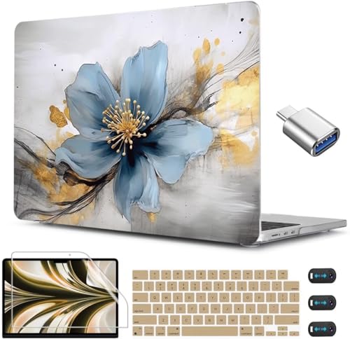CISSOOK Compatible with MacBook Air 13.6 inch Case M2 M3 M4 M5 | A3449 A3240 A3113 A2681, 5in1 Set Hard Shell Case Keyboard Cover for MacBook Air 13.6 inch 2022 - 2026, Retro Golden Floral - color: Air13.6inch-Retro Golden Floral