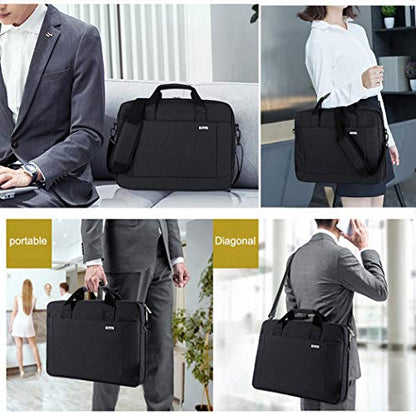 Voova 17.3-17 Inch Laptop Bag, Computer Bag, MacBook Bag, Black | Expandable splash-proof 17.3-inch laptop messenger bag with removable strap; fits MacBook, HP, Dell, Lenovo and Asus - color: Black, size: 17-17.3 Inch