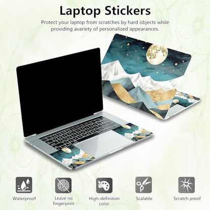 Laptop Skin Sticker Decal, Universal Reusable Vinyl Laptop Cover for 12" 13" 13.3" 14" 15" 15.4" 15.6" Notebook PC, Reusable Waterproof Scratch-Resistant with 2 Wrist Pads,Mountain Moon Abstract - color: Mountain Moon Abstract