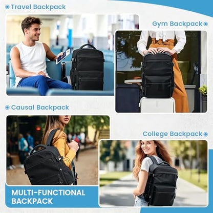 HomeBeyond Vacuum Backpack Travel, Carry-On Size Travel Backpack with Vacuum System & Manual Pump, Fits 14” Laptop with Shoe Compartment, Water-Resistant Casual Daypack Backpacks