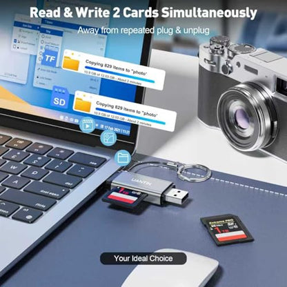 UANTIN SD Card Reader USB C, Dual Slots USB A & USB C Memory Card Adapter for MicroSD, SDHC, SDXC, Simultaneous Read & Write Slot Compatible Laptop, iPhone 17, MacBook Neo/Pro/Air, iPad Pro, Android