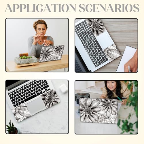SUPERDANT 3 Sheet Linear Floral Laptop Decal 14.96x10.63inch Trimmable PVC Laptop Skin Sticker Reusable for 12 13 14 15 15.6 inch Notebook Colorful - style: Linear Floral