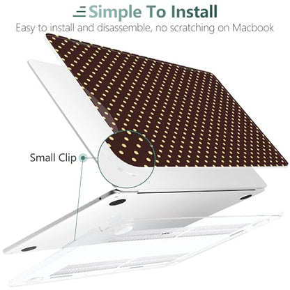 for MacBook Air 13 Inch (13.6 Inch) Case, M5/M4/M3/M2 Chip 2026 2025 2024 2023 2022, Hard Plastic Printed Cover with Screen Protector & Keyboard Cover & Dust Plugs, Brown Polka Dots - color: Brown Polka Dots