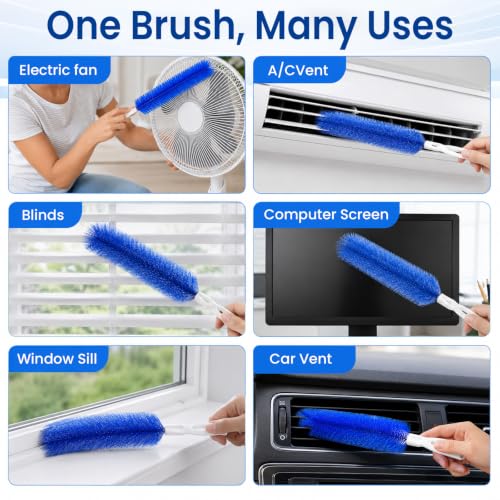 Fan Cleaning Brush, Bendable Dust Remover for AC Vent Grilles, Window Tracks, Keyboards and Narrow Spaces (3)